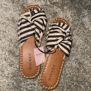 Serra Striped Black and Cream Women's Sandals